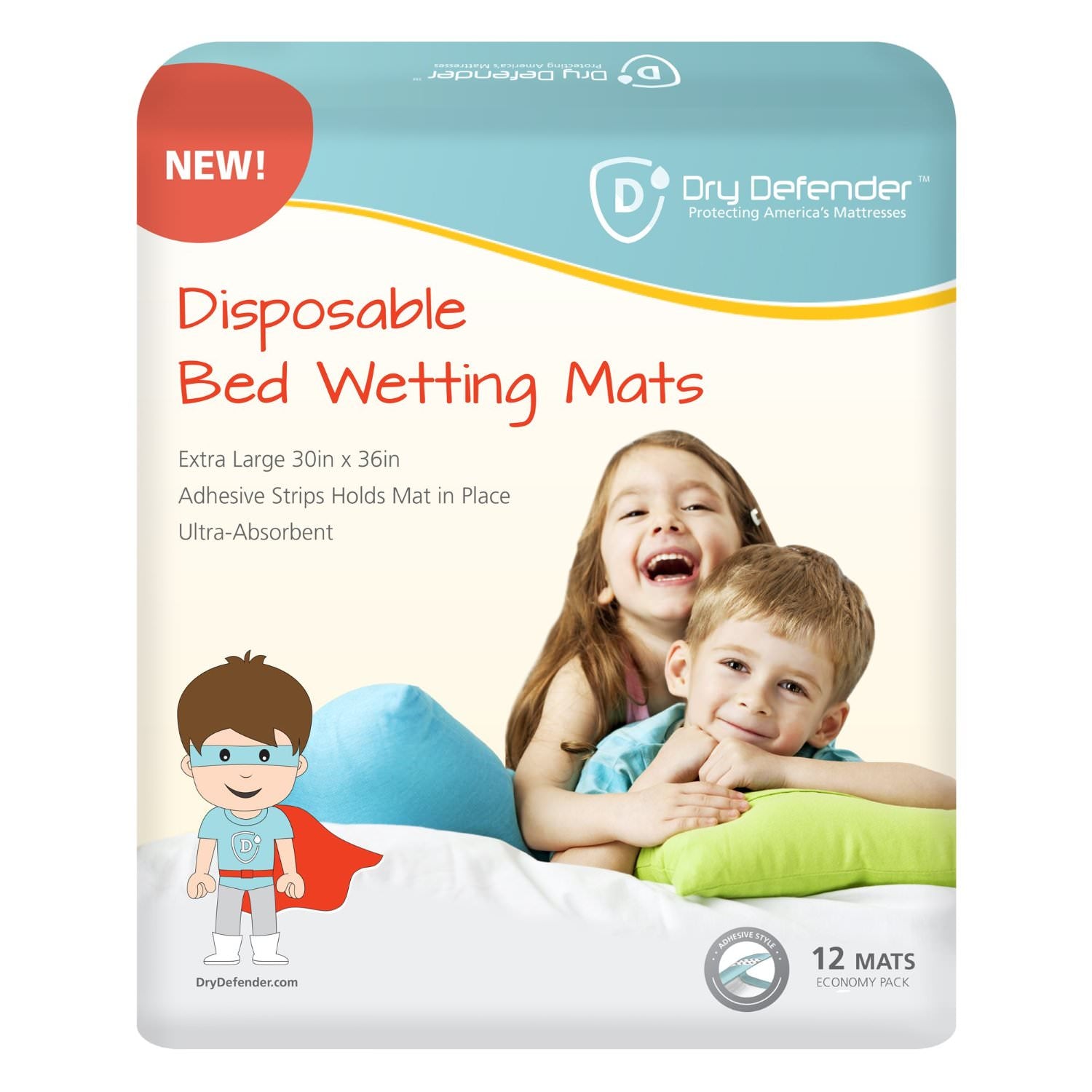 Bedding-Dry Defender Disposable Bedwetting Mats - Pack of 12 - Extra Large