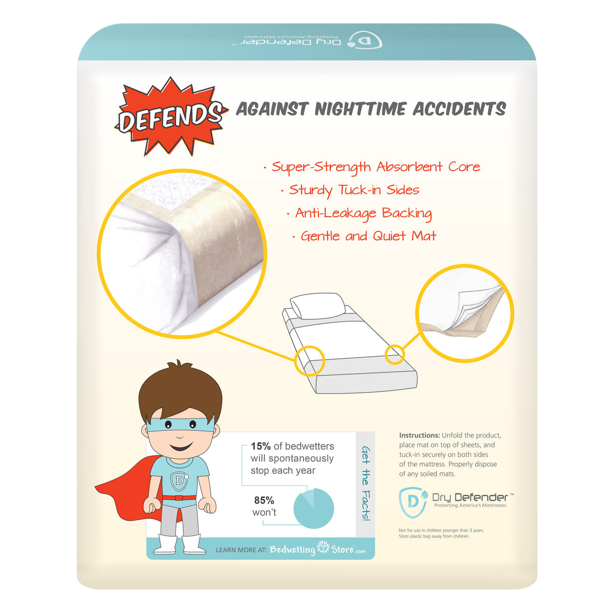 Bedding-Dry Defender Disposable Bedwetting Mats - Pack of 12 - Extra Large