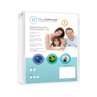 Bedding-Dry Defender Hospital Twin Heavy Duty Vinyl - 36x80x7 inches (Zippered) - Purchase in Multiples of 6 Only