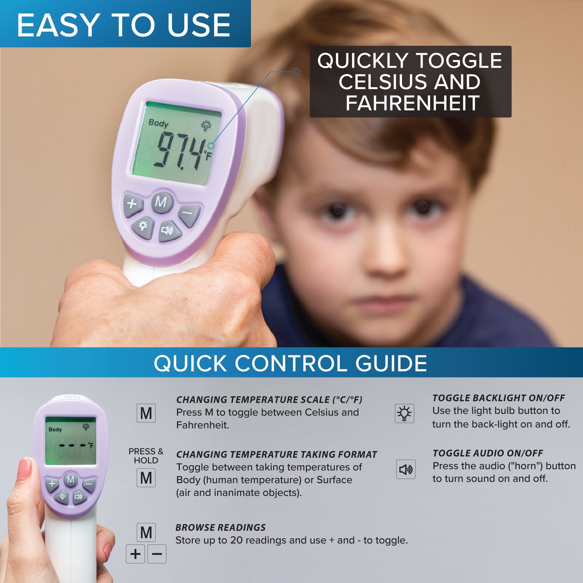 Non-Contact No Touch Infrared Forehead Thermometer