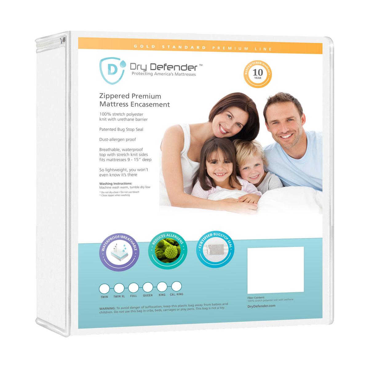 Mattress Protectors-Dry Defender Premium Breathable Zippered Mattress Encasement - Waterproof